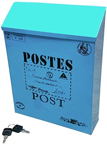 Awningcranks Briefkasten Freistehend Hänge-Postbox for den Außenbriefkasten Mailbox Antike amerikanische Retro Post Postkarte Box Multipurpose Letterbox Regenfest 1110 (Color : Blue)