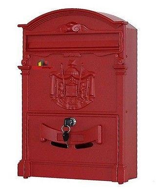 HomeDesign Briefkasten HDM-100-Rot, Aluminium, Sichtfenster, Namenschildhalter, Stahlklappe, Zylinderschloss