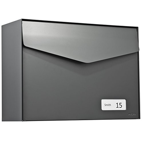 MEFA Briefkasten Letter (113) Basaltgrau semi mat Namenschild RAL 7012 Wandbriefkasten