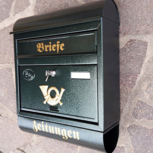 Großer Briefkasten/Postkasten XXL Grün mit Zeitungsrolle Runddach