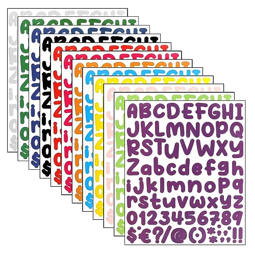 Buchstaben Aufkleber, 24 Blätter Alphabet-Zahlen-Sticker Sticker Klebebuchstaben Bunte Buchstaben, Buchstaben Zum Aufkleben für Poster Briefkasten Deko Kunst DIY Handwerk