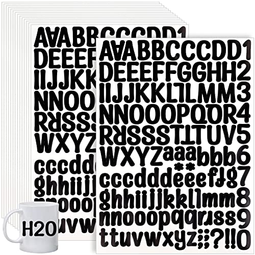 15 Blätter Buchstaben Aufkleber 1890 Stück Alphabete Klebebuchstaben, Selbstklebende Buchstaben, Schwarze Briefkasten Nummern Aufkleber Selbstklebende Buchstaben für Tür Adressnummer DIY Scrapbooking