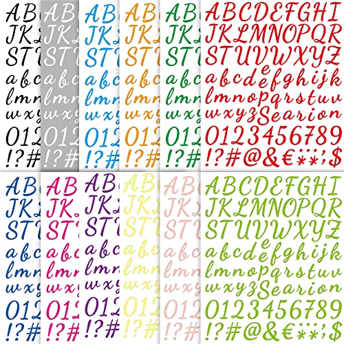 1008 Stück Buchstaben Aufkleber Bunt Selbstklebende Buchstaben Nummern Aufkleber Vinyl Klebebuchstaben Wetterfest Bunt für Briefkasten Schilder Tür Adressnummer DIY Scrapbooking