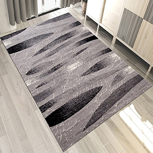 Carpeto Designer Teppich Modern Gestreift Muster Meliert In Grau Schwarz - ÖKO TEX (300 x 400 cm)