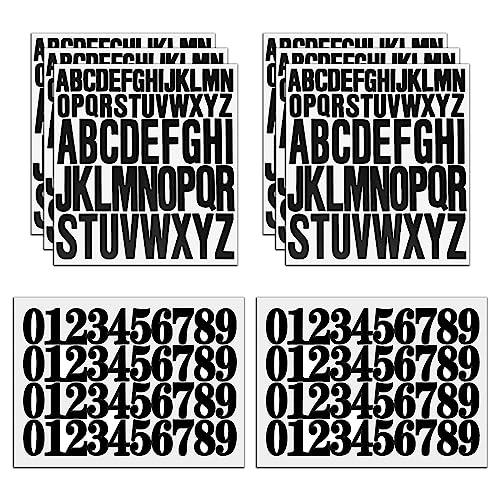 8 Blatt Buchstaben Zahlen Aufkleber Set 2,5cm 5cm Groß Klebebuchstaben Selbstklebend Wasserfeste Vinyl Alphabet Nummer Sticker für Scrapbook Kunsthandwerk Karte Briefkästen - Schwarz