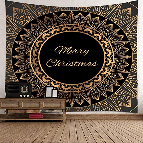 Banemi Deko Geschenke Weihnachten, Mandala Muster mit Dem Spruch Frohe Weihnachten Braun Polyester Tapisserie Kleines 350X256cm