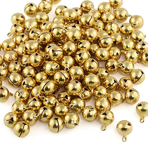 Naler 120 Stück Glöckchen Golden Schellen Glocken aus Kupfer für Schmuck Basteln Geschenkverpackung Weihnacht Fest Dekoration, 12 mm
