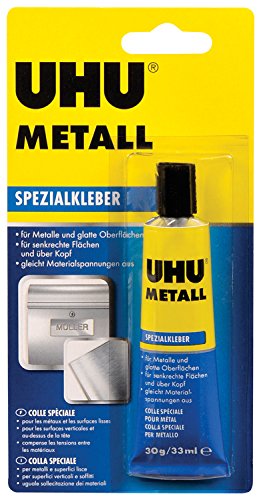 UHU Spezialkleber Metall Tube, Schnellanziehender, tropffreier Kontakt- und Reparaturkleber für Metall, 30 g