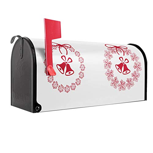BANJADO US Mailbox | 51x22x17cm | Letterbox Stahl schwarz | Motiv Glöckchen