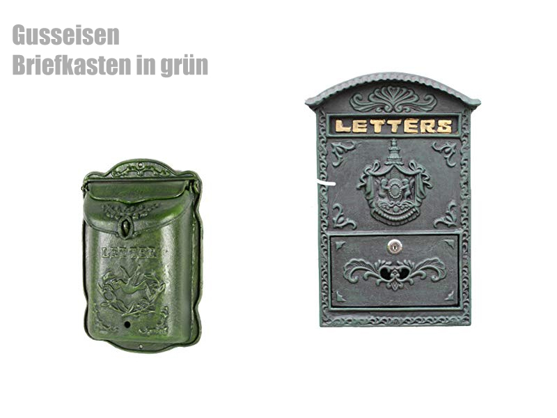 Briefkasten Gusseisen Postkasten Wandbriefkasten  Guß grün  Vintage H.51x30cm 